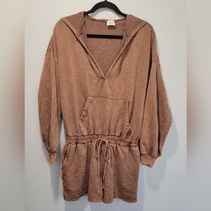 Blue Buttercup Jumpsuit Shorts Brown Cotton Blend Beachy Bodysuit Size M